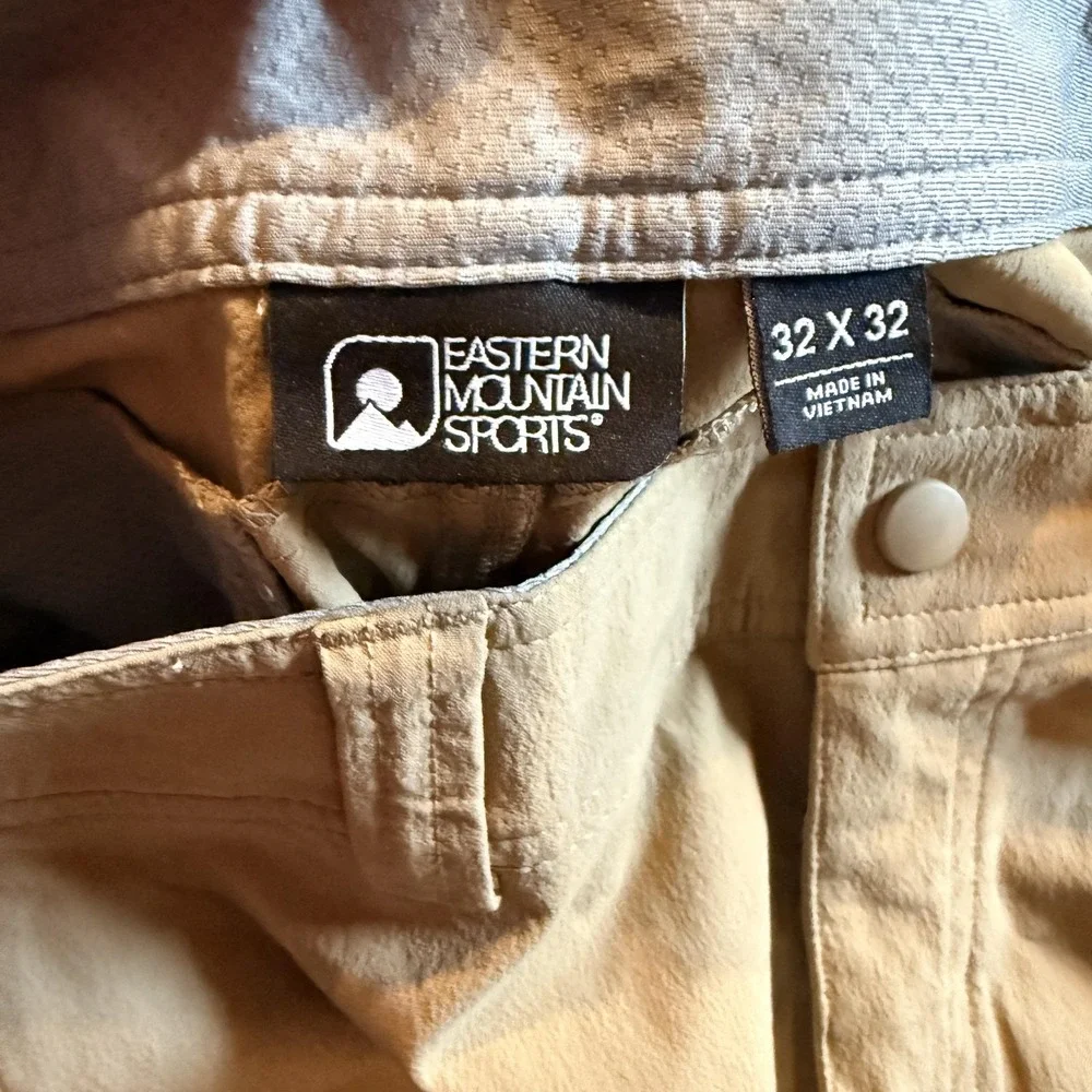 Eastern Mountain Sports Khaki Pants Mens 32x32 Beige Nylon Stretch Hiking